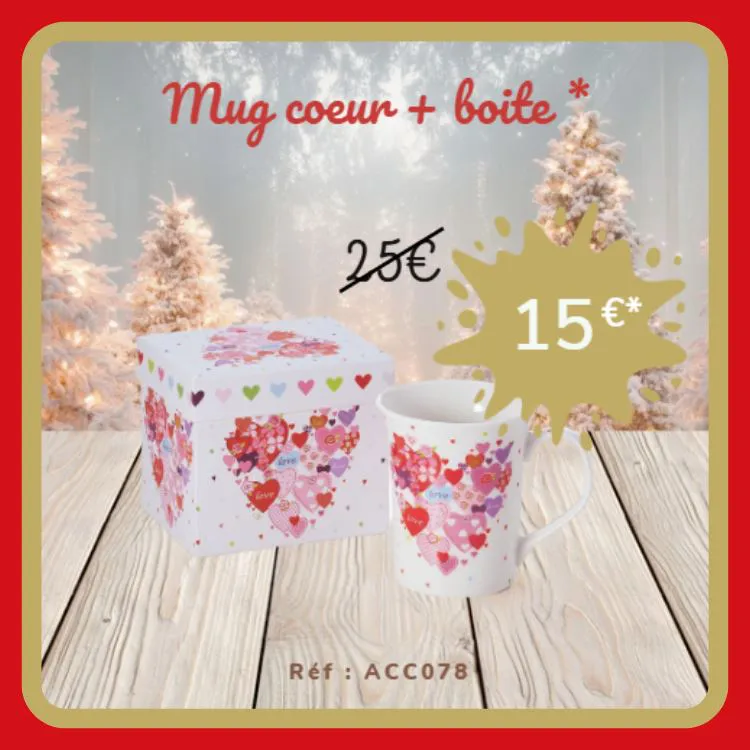 Mug Coeurs 300 ml + boite