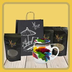 Mug multicolore + sac + 3 sachets 40g