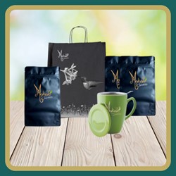 Mug vert + sac + 3 sachets 40g